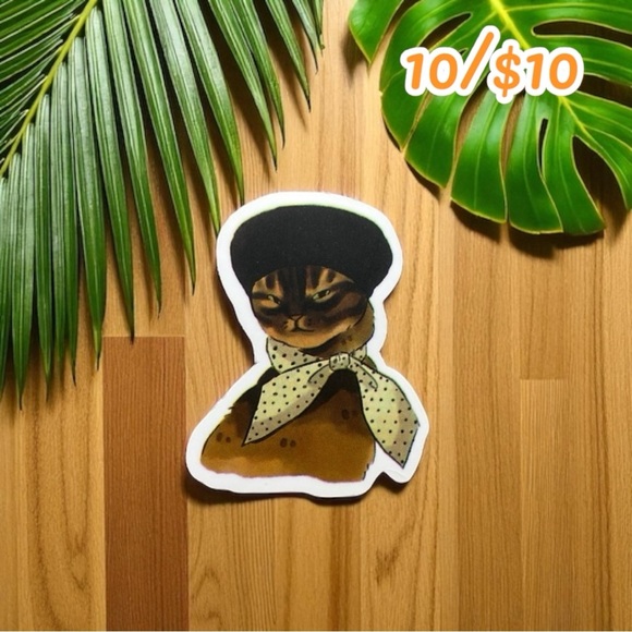 Vintage Parisian Cat Vinyl Sticker – Approx. 1.5” - Picture 1 of 1